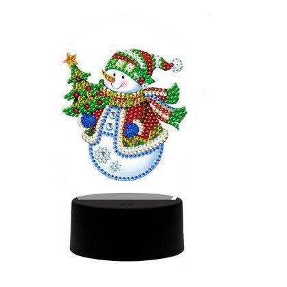 diamond painting dp lampje sneeuwman kerstboom – afbeelding 1