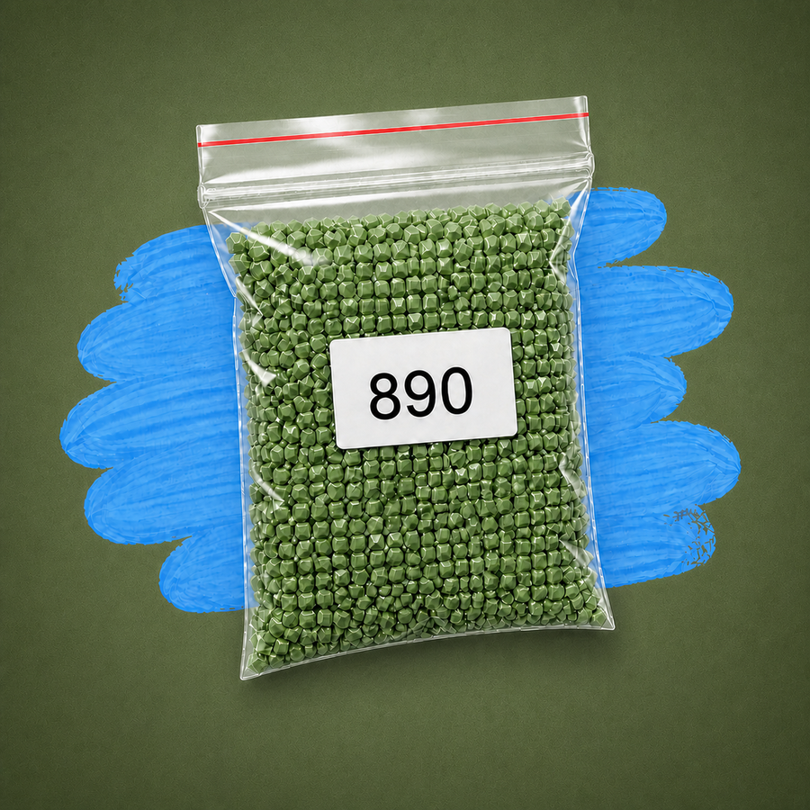 Zakje diamond-paintingsteentjes met kleurcode DMC 890