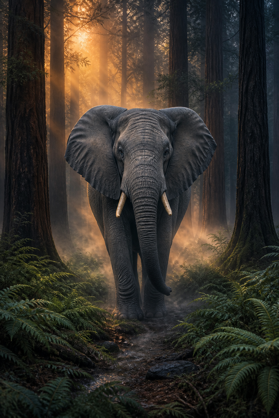 Diamond Painting Olifant in Schemerbos – volledig olifantontwerp