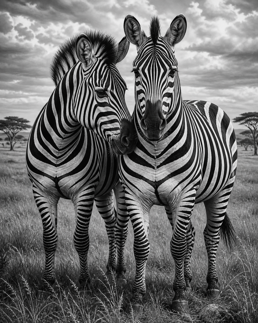 Diamond Painting Zebra’s Zwart Wit – volledig zwart-witontwerp