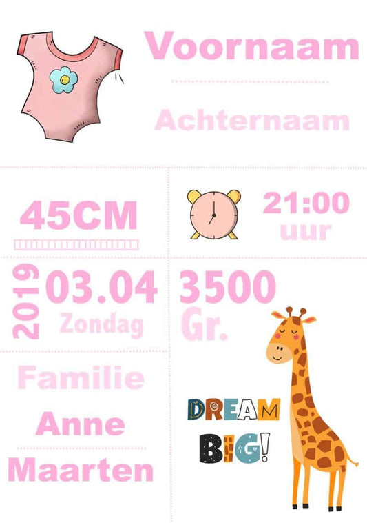 Diamond painting Geboortebord - DIY - Eigen Foto