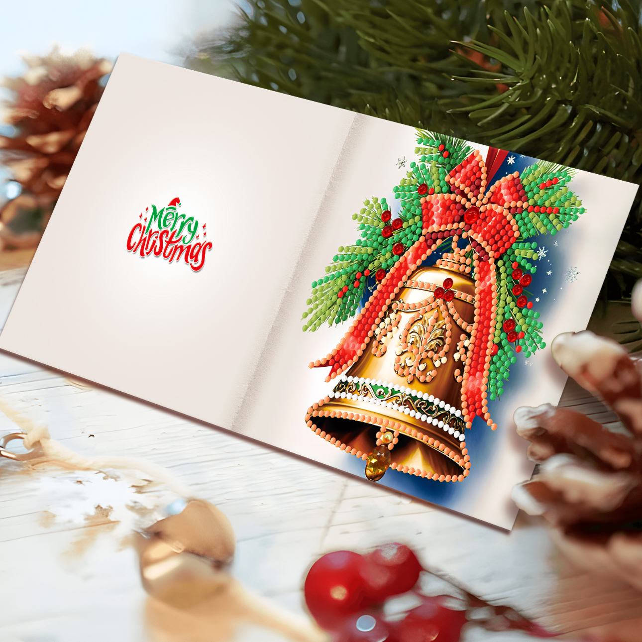 diamond painting 12 kerstkaarten - kerstavond set – afbeelding 9