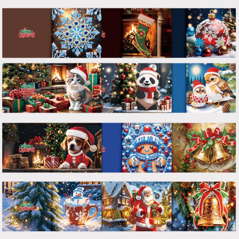 diamond painting 12 kerstkaarten - kerstsfeer set – afbeelding 10