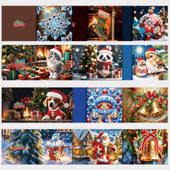 diamond painting 12 kerstkaarten - kerstsfeer set – afbeelding 10