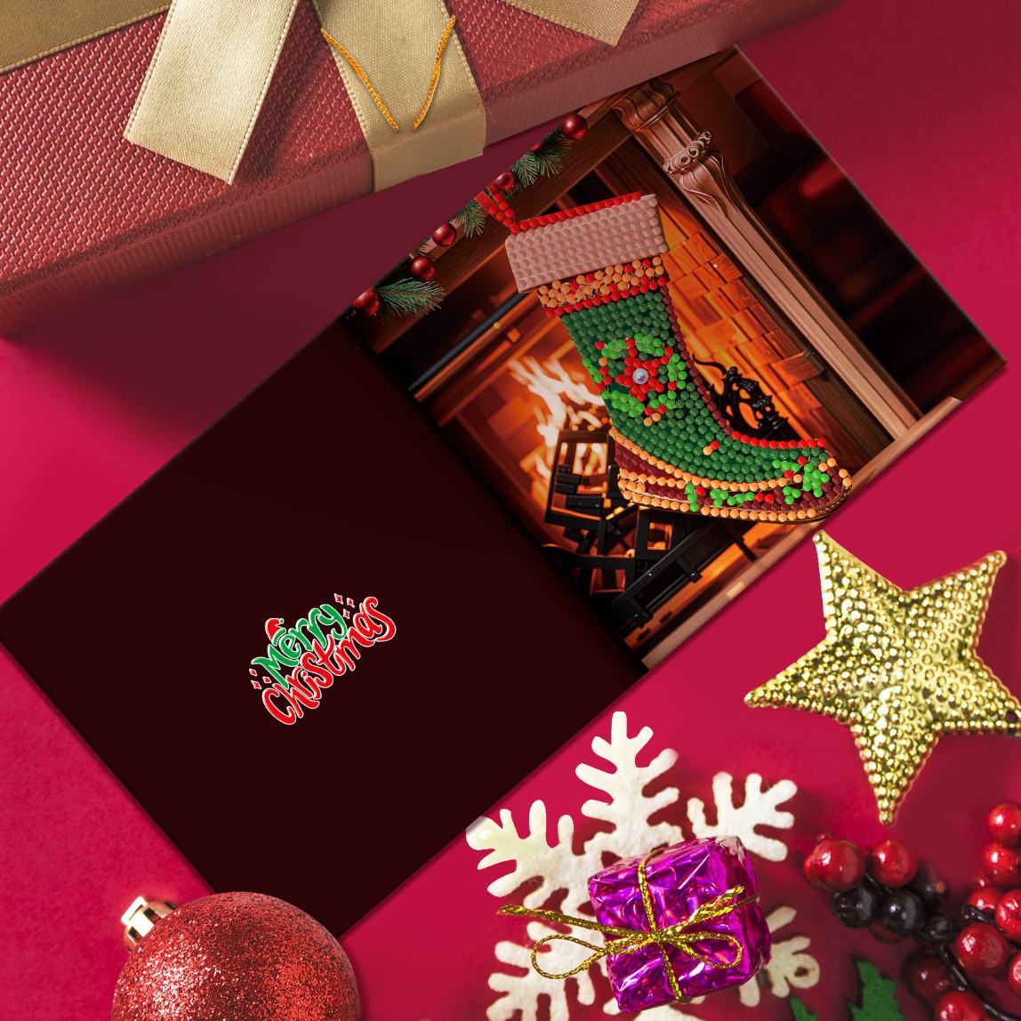 diamond painting 12 kerstkaarten - kerstsfeer set – afbeelding 4