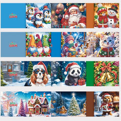 diamond painting 12 kerstkaarten - vrolijke kerst set – afbeelding 10