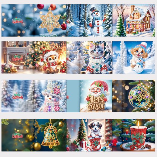 diamond painting 12 kerstkaarten - wintervrienden set – afbeelding 10