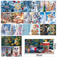 diamond painting 12 kerstkaarten - wintervrienden set – afbeelding 2