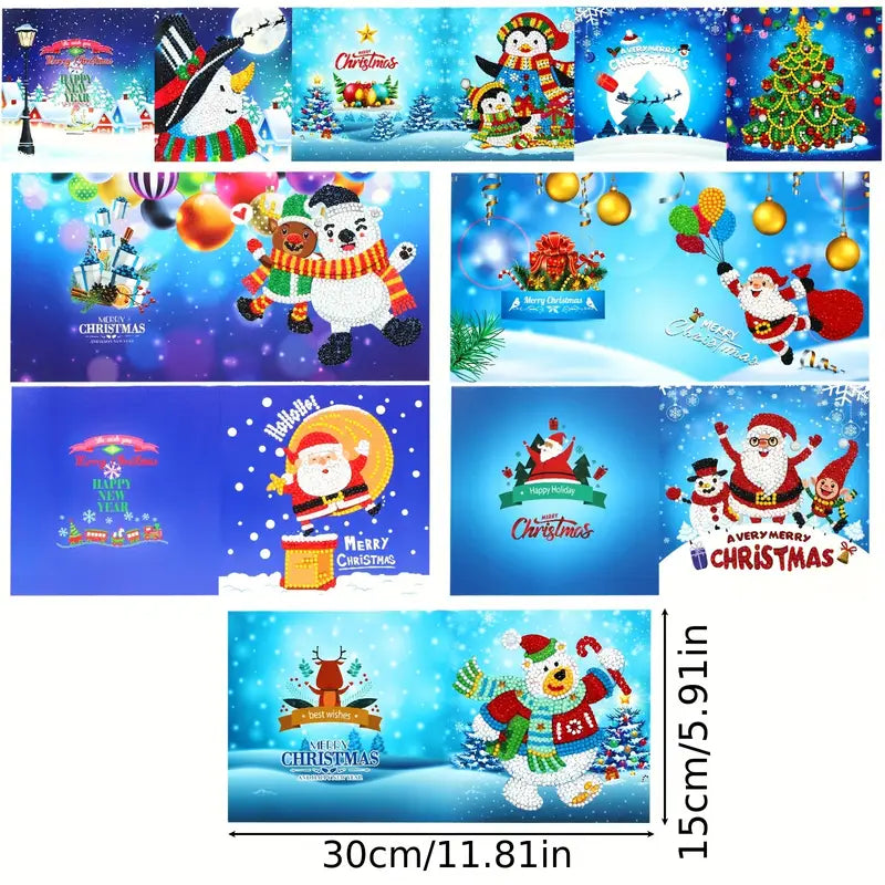 Diamond Painting Weihnachtskarten - 8er-Set - inklusive Umschläge