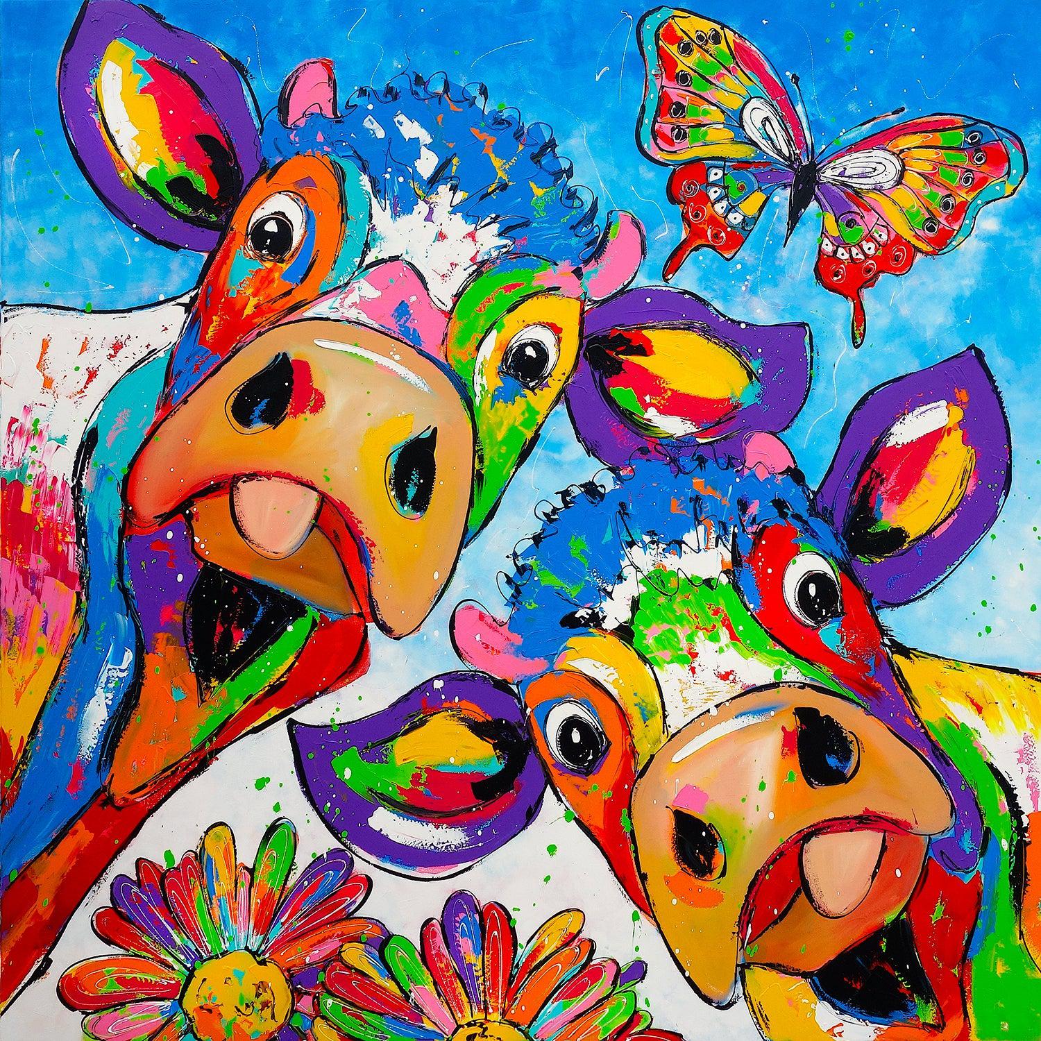 Diamond Painting Koeien Blauw – volledig ontwerp