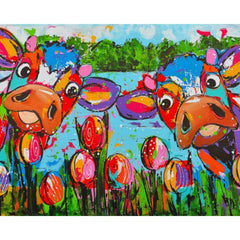 Diamond Painting Koeien Met Tulpen – volledig ontwerp