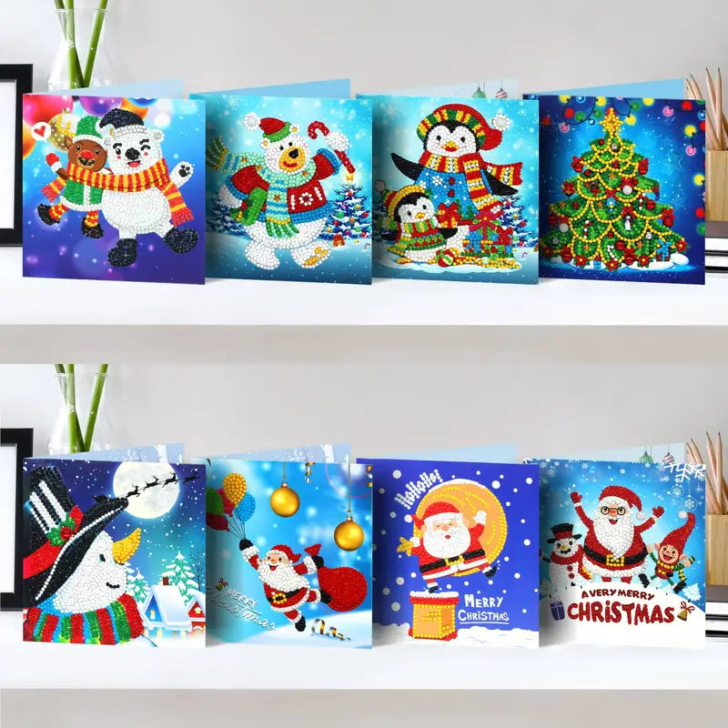 Diamond Painting Weihnachtskarten - 8er-Set - inklusive Umschläge