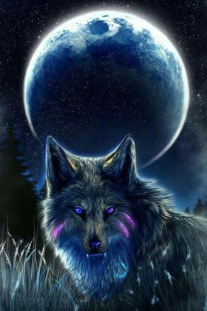 Diamantmalerei Vollmond Wolf - SEOS Shop ®