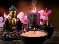Diamond Painting Buddha mit Kerzen und Blumen – SEOS Shop ®