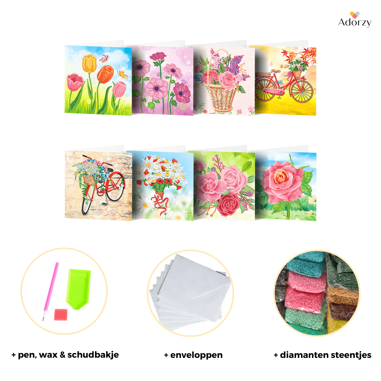 Grußkarte zum Diamantmalen – 8er-Set – inklusive Umschläge