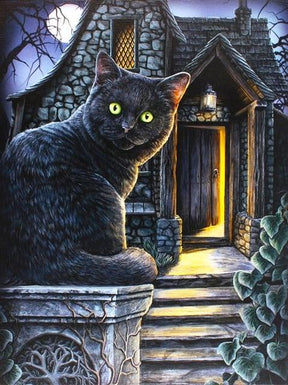 Diamantmalerei Schwarze Katze mit grünen Augen - SEOS Shop ®