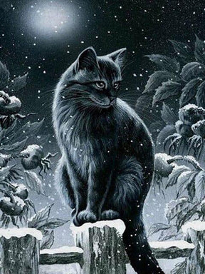 Diamantmalerei Winter Schwarze Katze - SEOS Shop ®