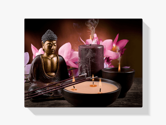 Diamond Painting Buddha mit Kerzen und Blumen – SEOS Shop ®