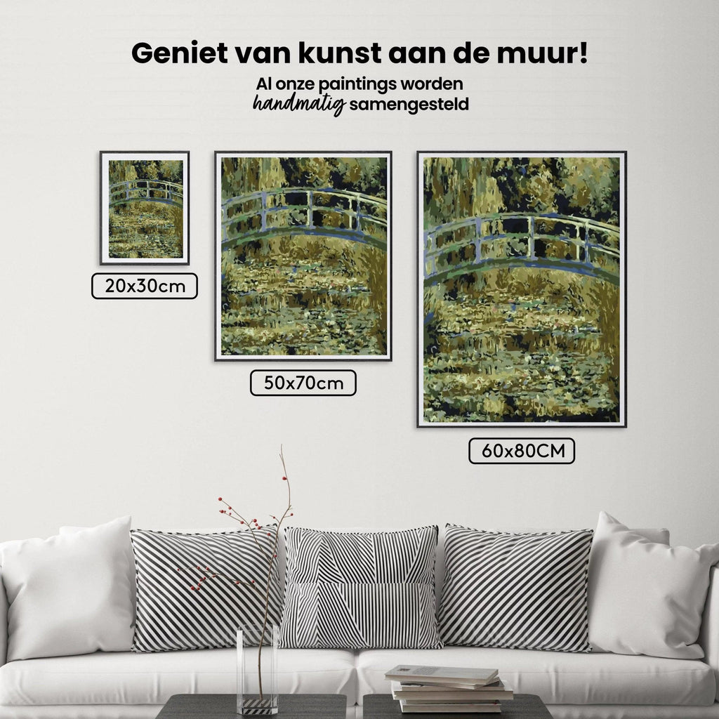 Diamond Painting Brücke über einen Teich mit Seerosen - SEOS Shop ®