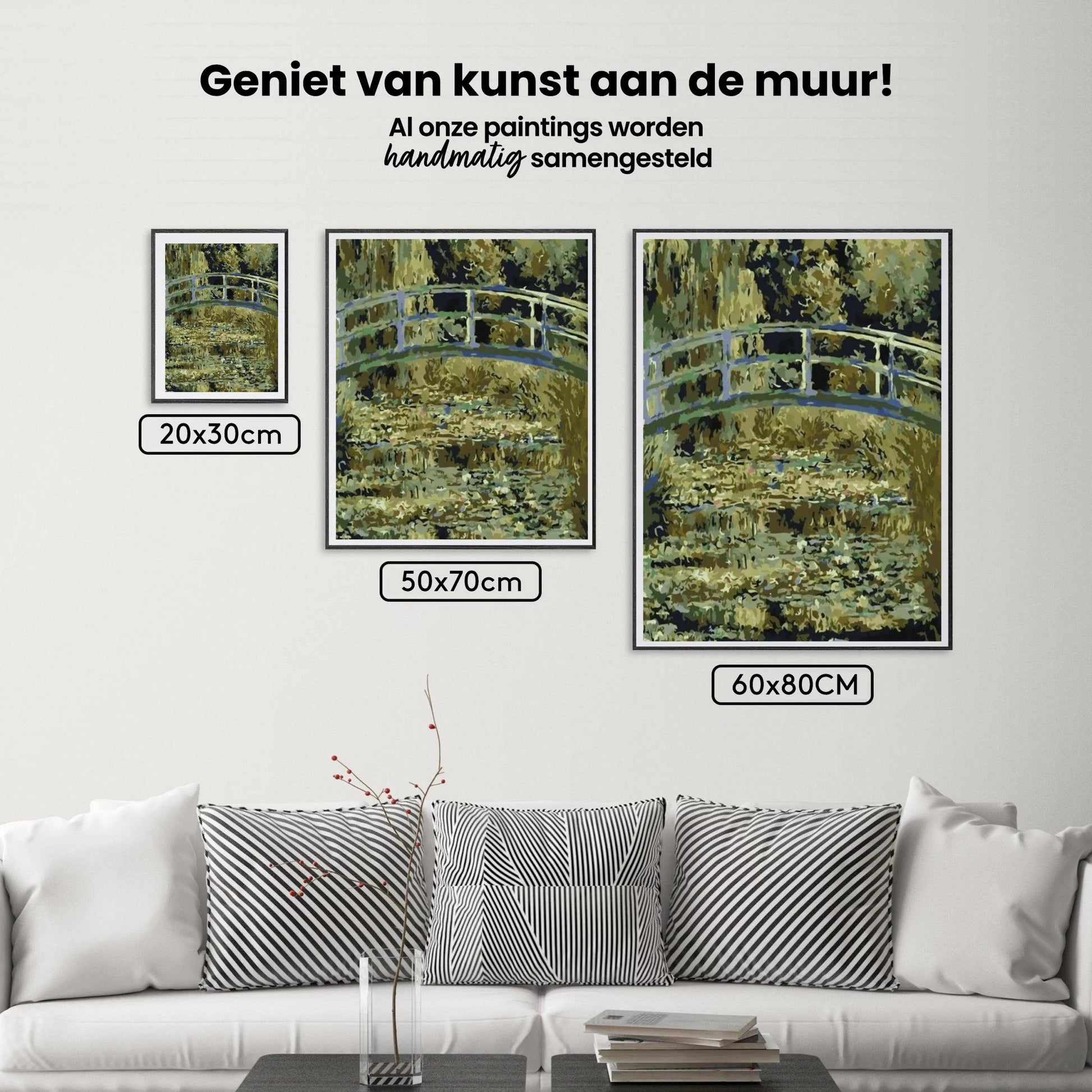 Diamond Painting Brücke über einen Teich mit Seerosen - SEOS Shop ®