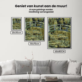 Diamond Painting Brücke über einen Teich mit Seerosen - SEOS Shop ®
