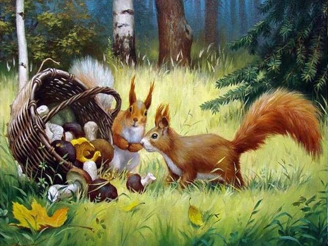 Diamond Painting Eichhörnchen mit Pilz - SEOS Shop ®