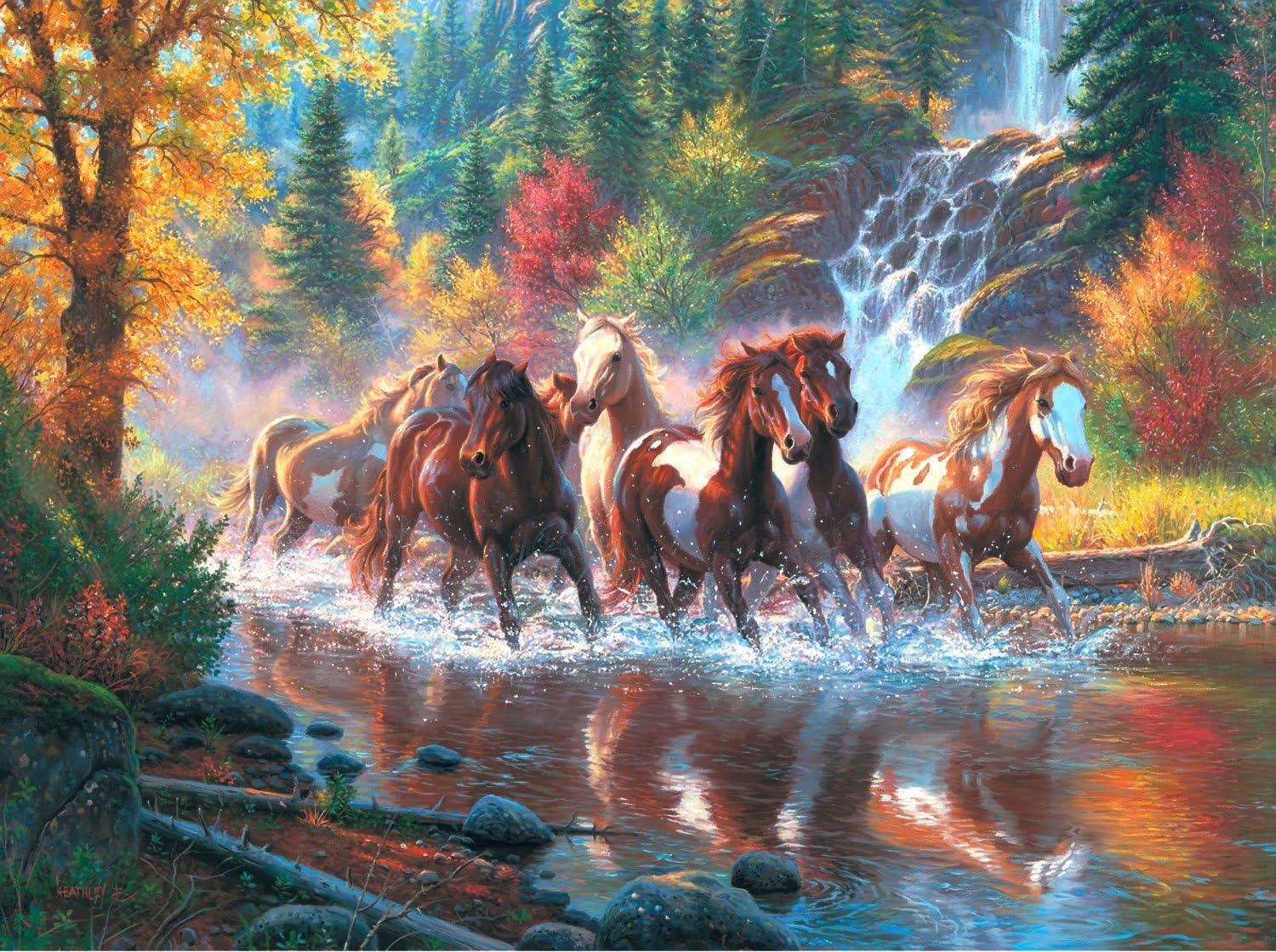 Diamond Painting Pferdegruppe im Wasser - SEOS Shop ® 