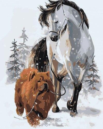 Diamond Painting - Hund mit Pferd - SEOS®