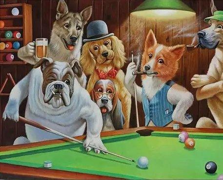 Diamond Painting Hunde spielen Billard - SEOS Shop ®