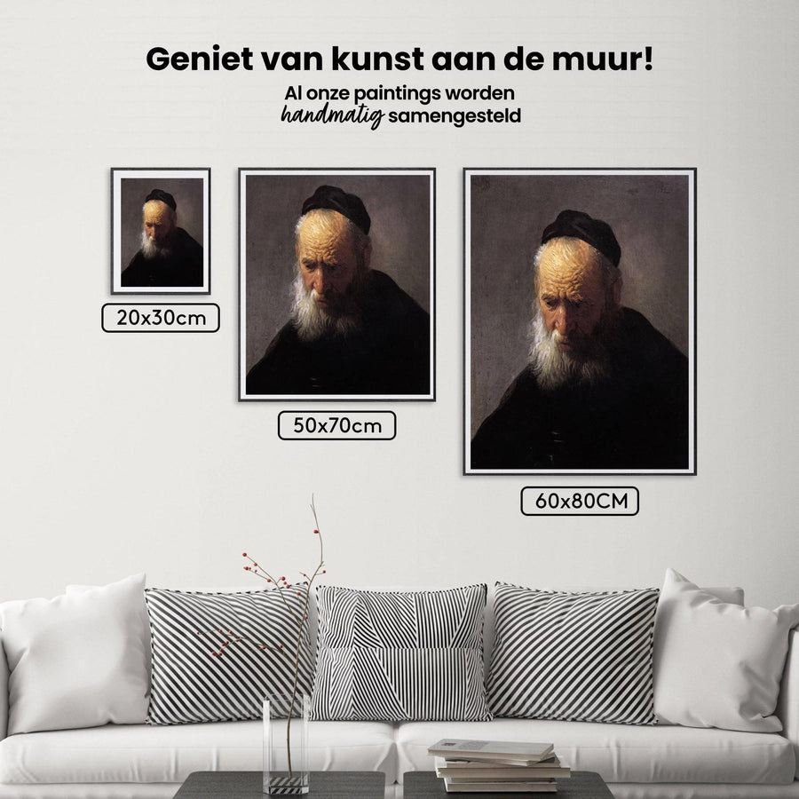 Diamond Painting Kopf eines alten Mannes mit Mütze, von Rembrandt - SEOS Shop