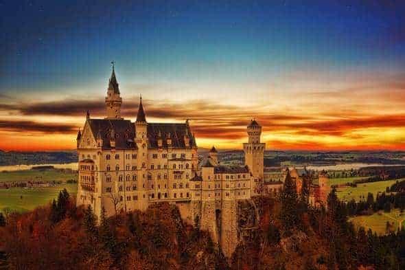 Diamantmalerei Schloss mit Sonnenuntergang – SEOS Shop ®
