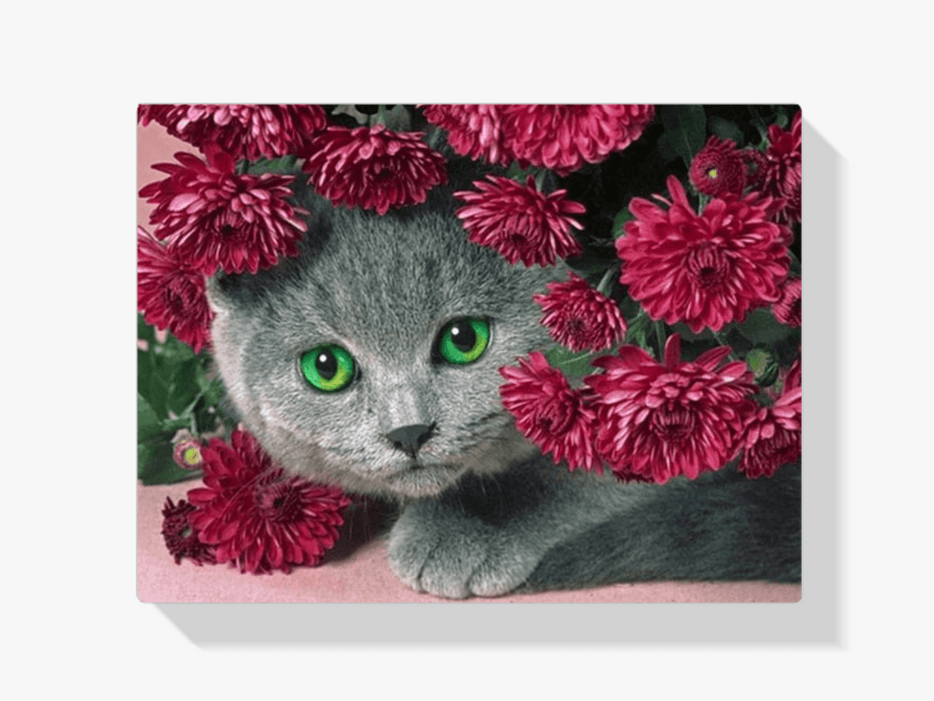 Diamantmalerei Katze mit Blumen - SEOS Shop ®