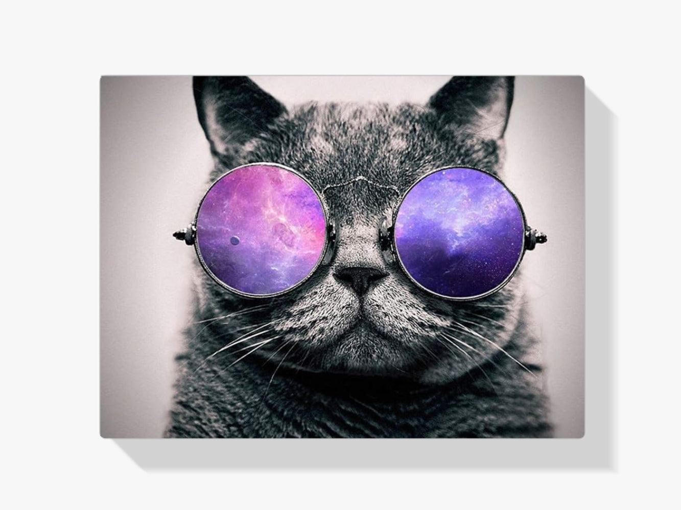 Diamantmalerei Katze mit lila Brille - SEOS Shop ®