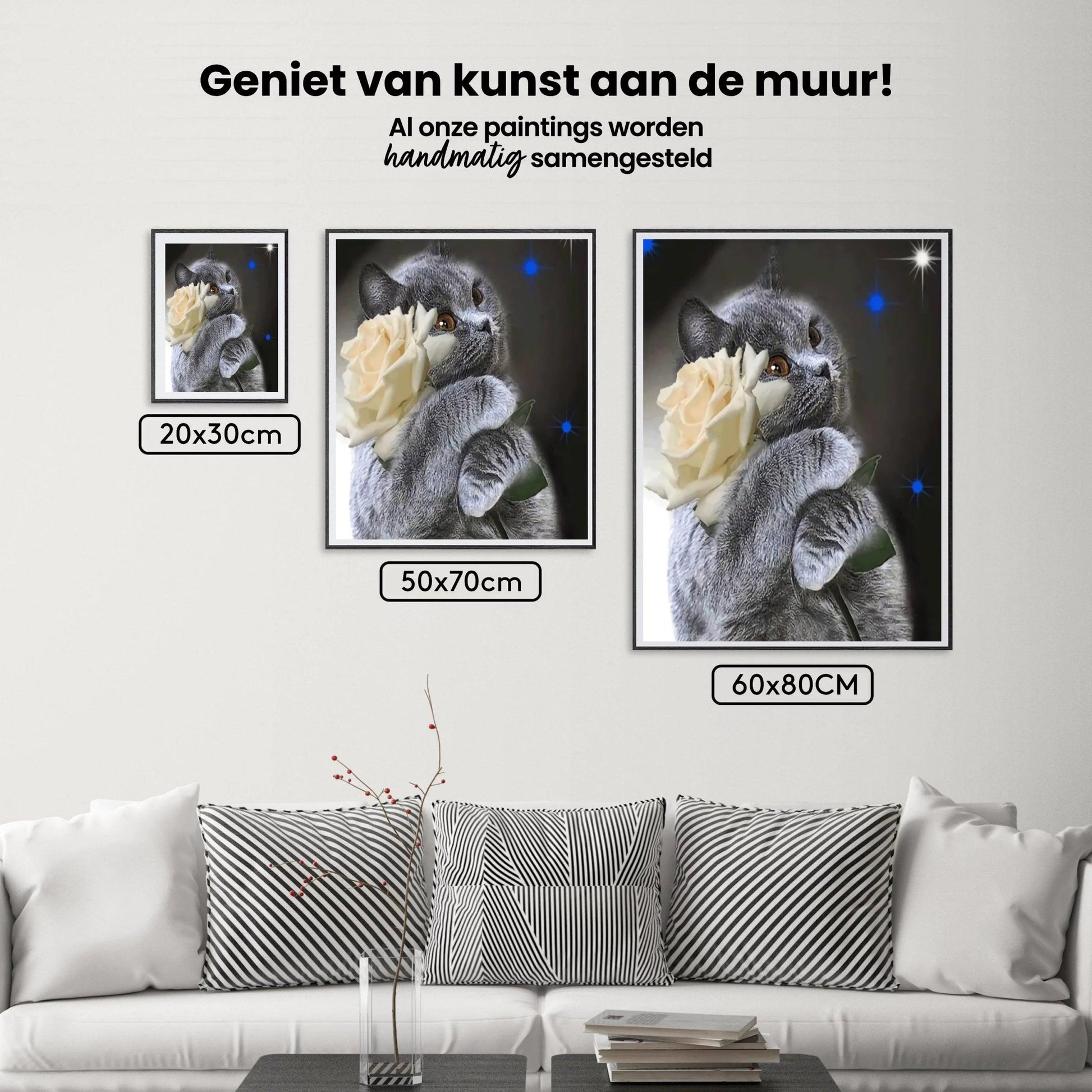 Diamond Painting Katze mit weißer Rose - SEOS Shop ®