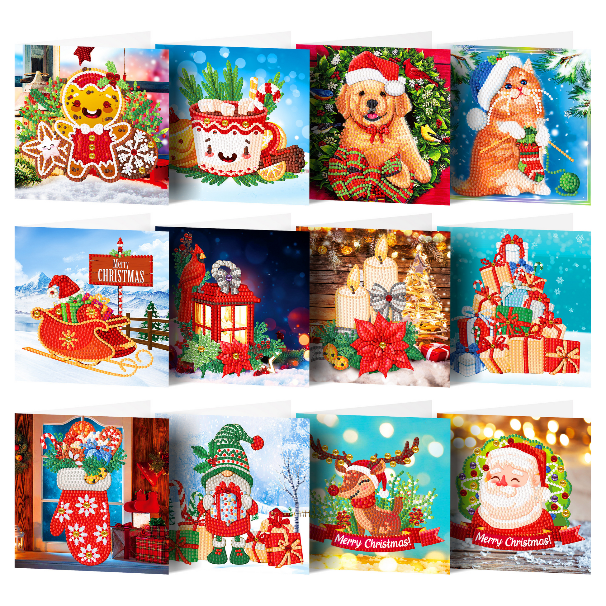 Diamond Painting Weihnachtskarten - 12er-Set - inklusive Umschläge