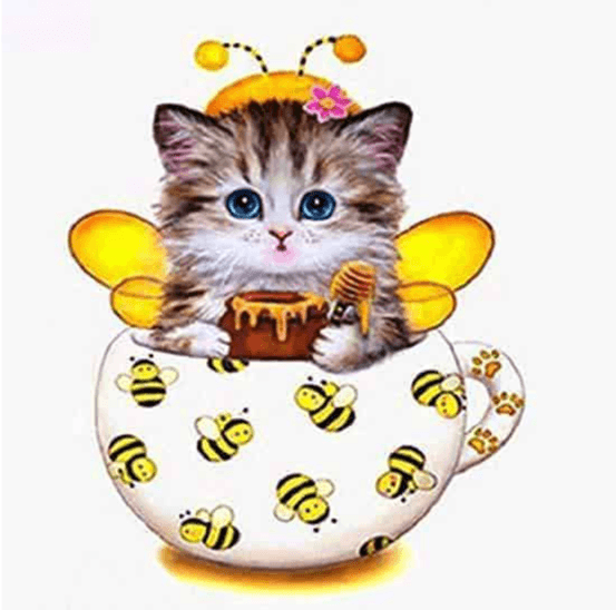 Diamond Painting Kätzchen mit Bienenbecher - SEOS Shop ®