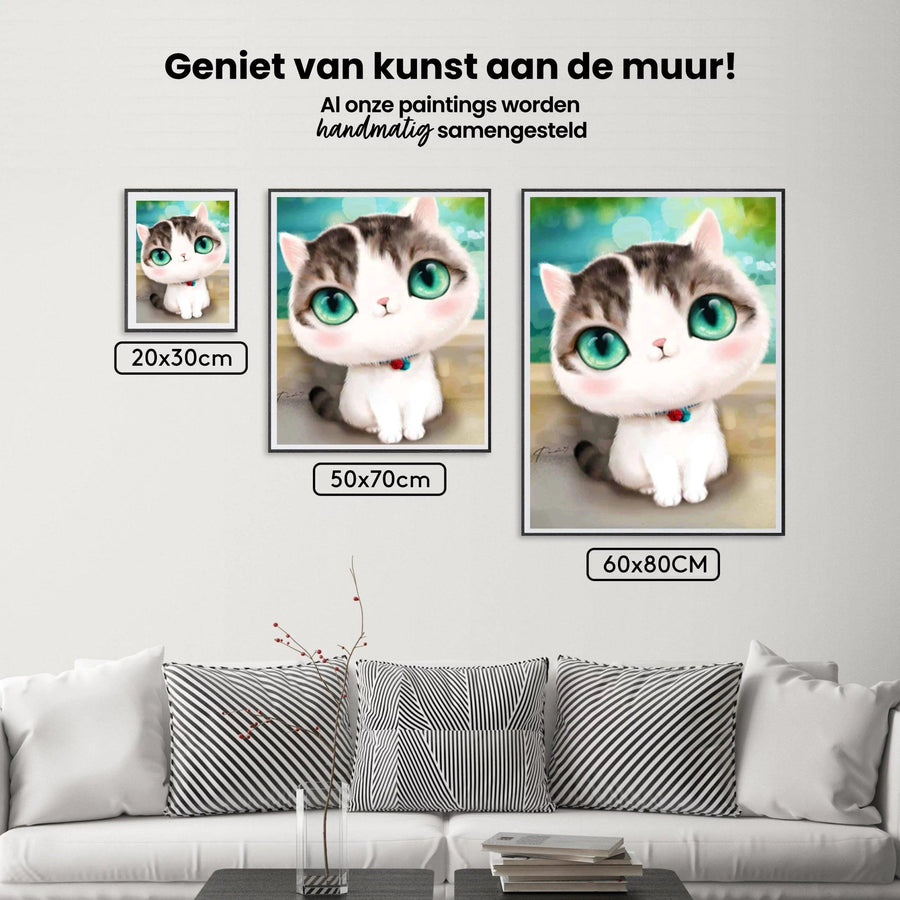 Diamond Painting Kätzchen mit großen türkisfarbenen Augen - SEOS Shop ®