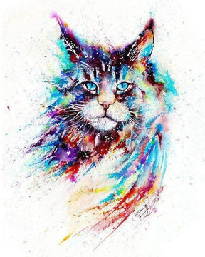 Diamantmalerei – Bunte Aquarellkatze – SEOS®