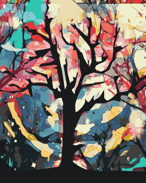 Diamantmalerei - Bunter Hintergrund hinter dem Baum - SEOS Shop ®