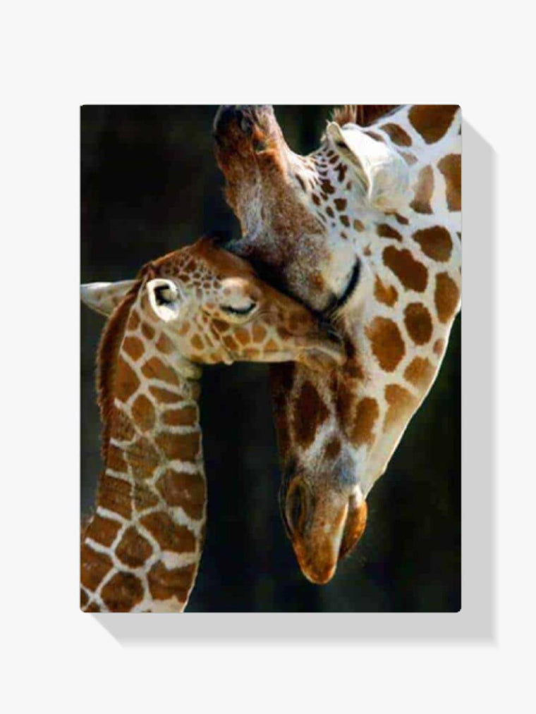 Diamond Painting Moeder Giraffe met Klein Kalf – volledig ontwerp