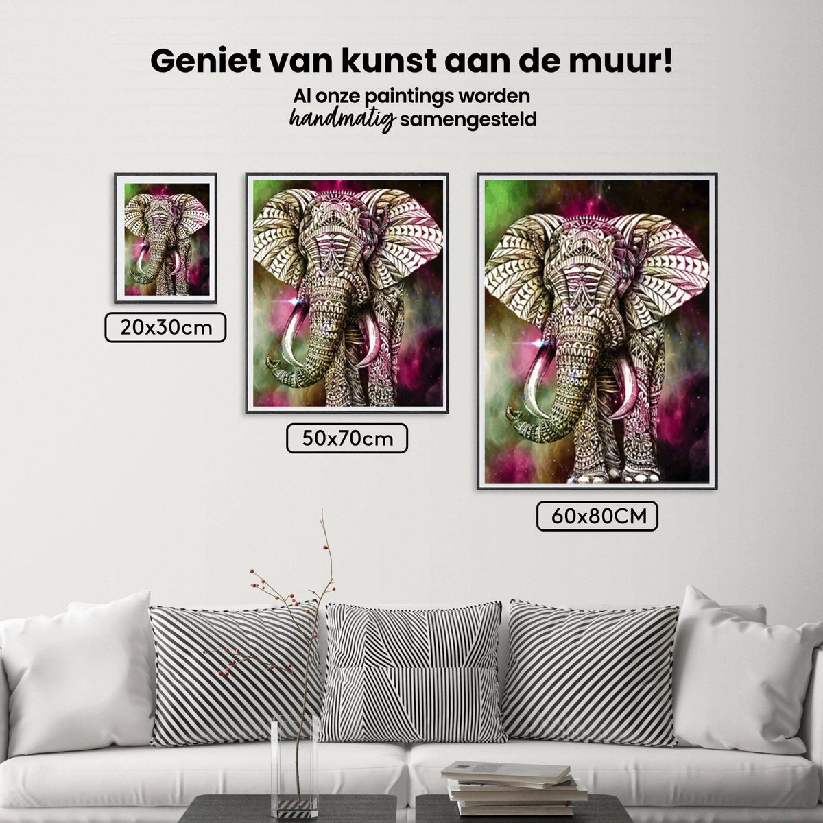 Diamond Painting Elefant Grün Pink - SEOS Shop ®