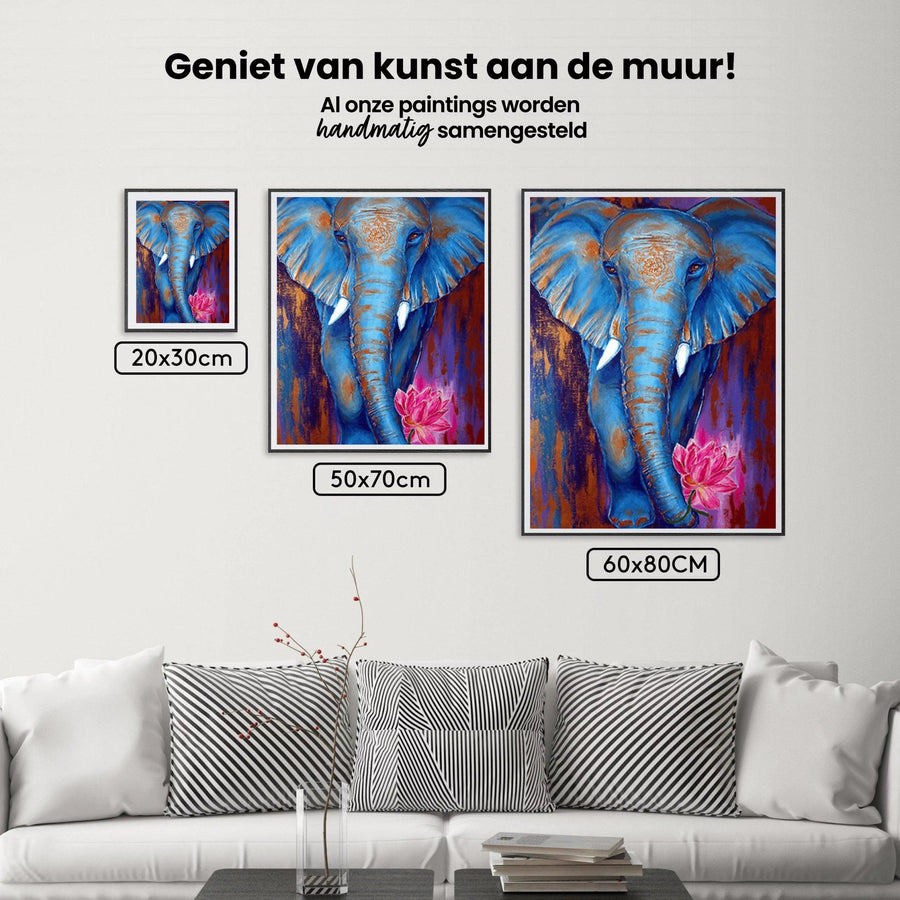 Diamantmalerei Elefant mit rosa Lotus - SEOS Shop ®