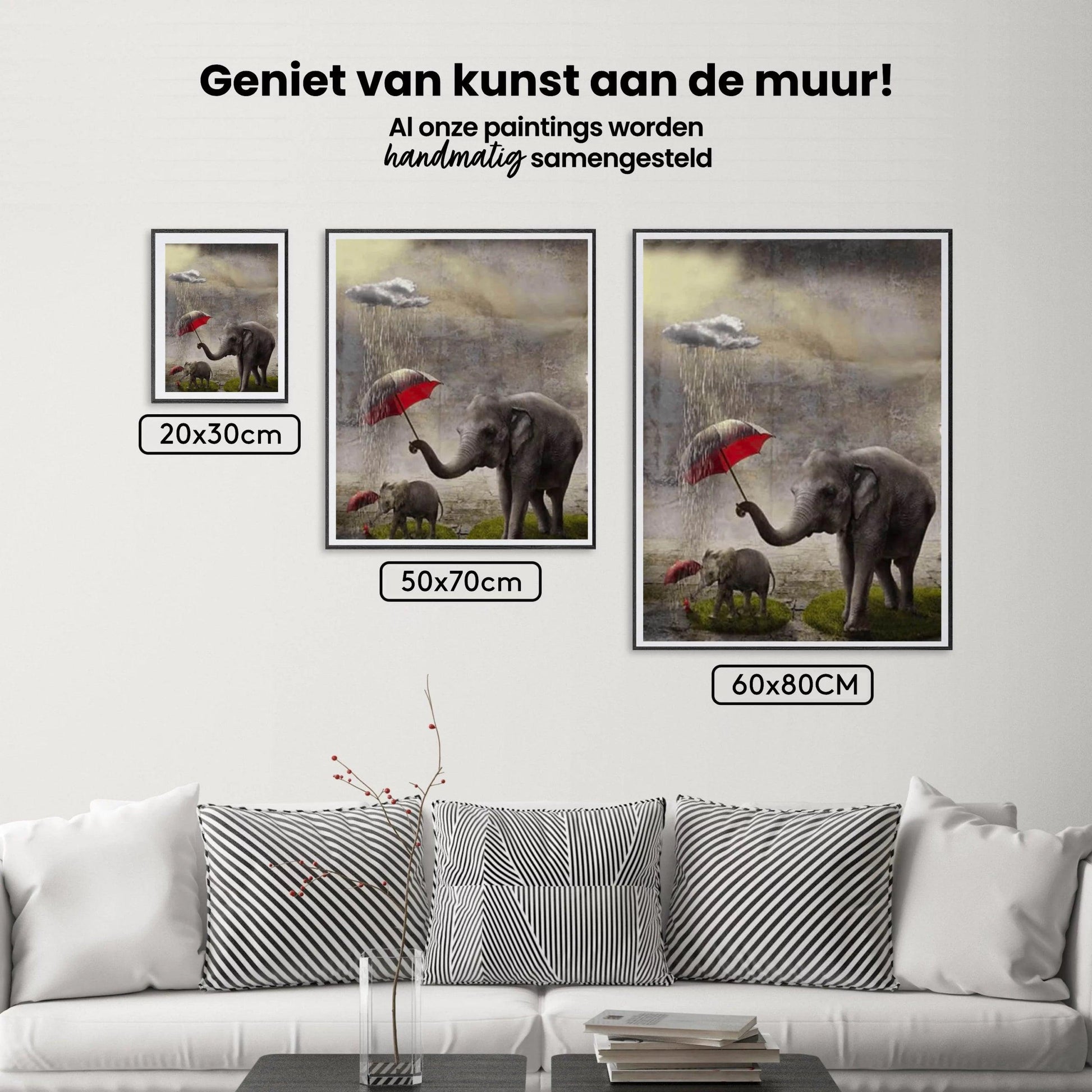 Diamantmalerei Elefant mit rotem Regenschirm - SEOS Shop ®