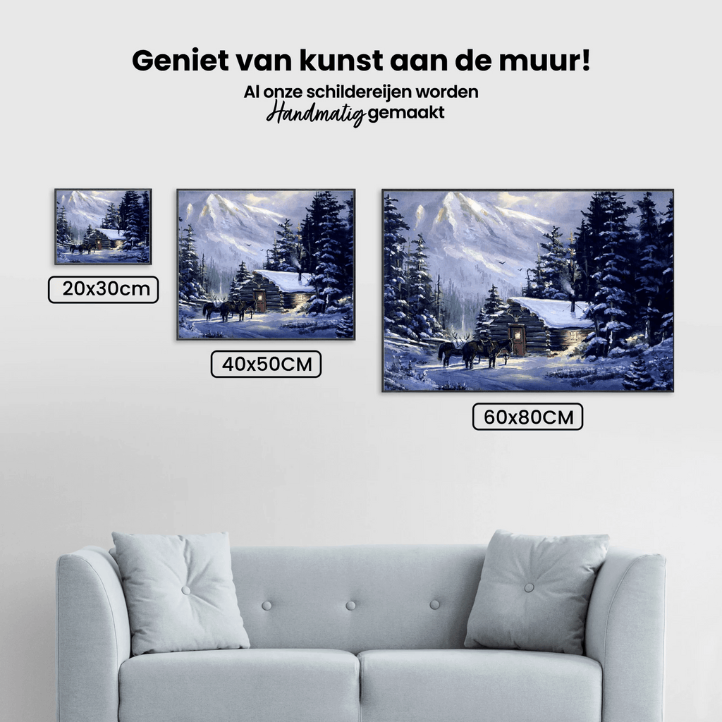 Diamantmalerei Pferde in einer Hütte - SEOS Shop ® 