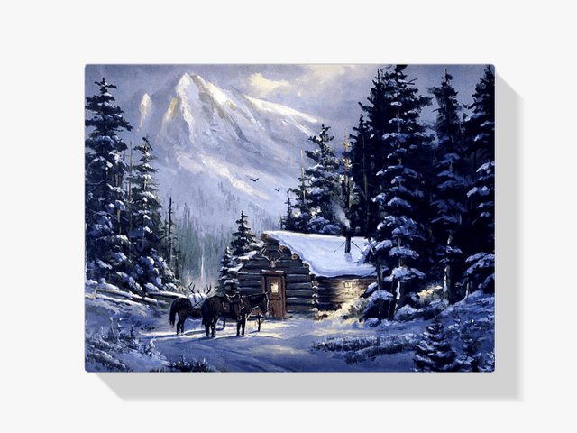 Diamantmalerei Pferde in einer Hütte - SEOS Shop ® 