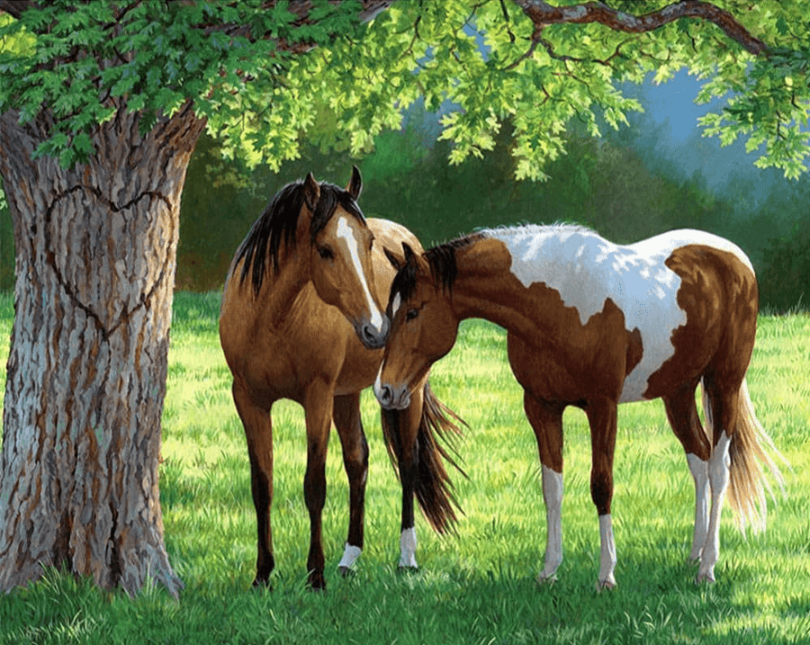 Diamond Painting Pferde unter einem Baum - SEOS Shop ®