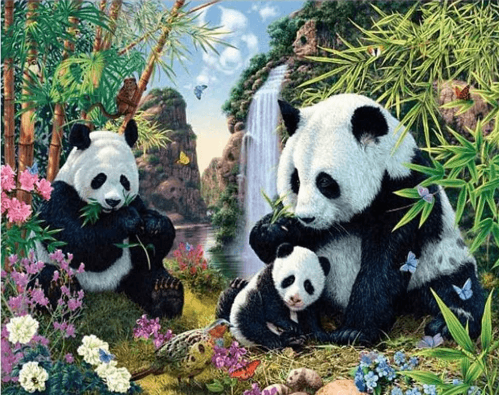 Diamantmalerei Pandas essen Bambus - SEOS Shop ®