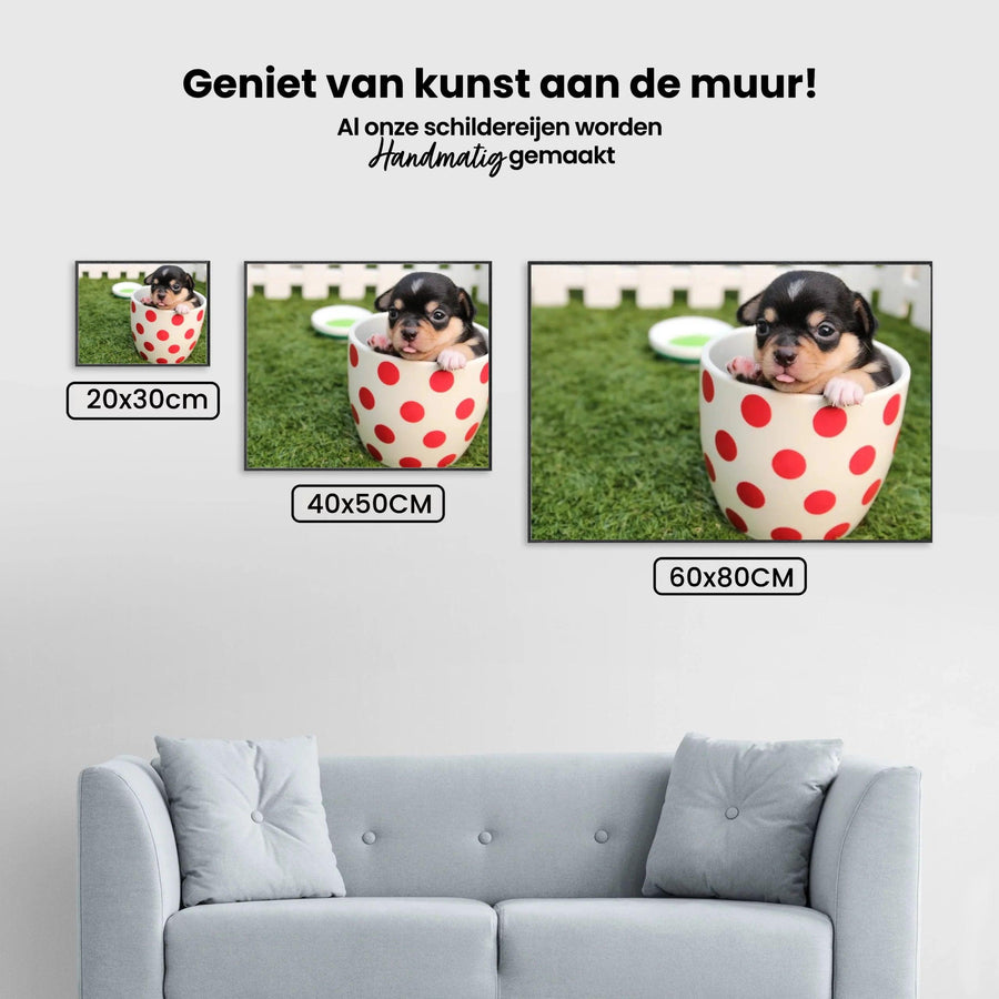 Diamond Painting Welpe in einer Tasse 45x30 cm - SEOS Shop