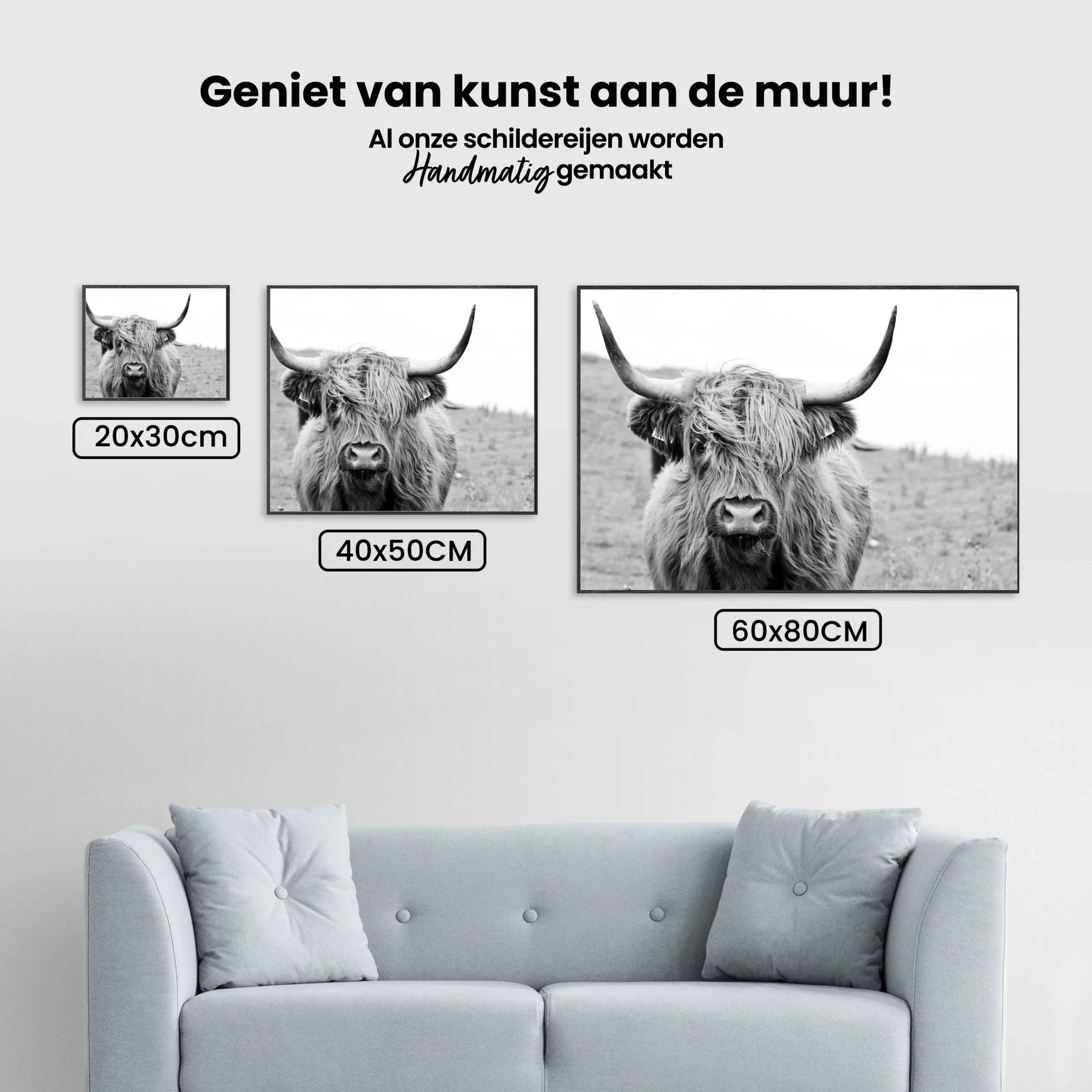 Diamond Painting Scottish Highlander - Porträt eines schottischen Hochlandrinds in Schwarzweiß - SEOS Shop ®
