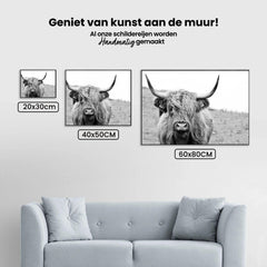 Diamond Painting Scottish Highlander - Porträt eines schottischen Hochlandrinds in Schwarzweiß - SEOS Shop ®